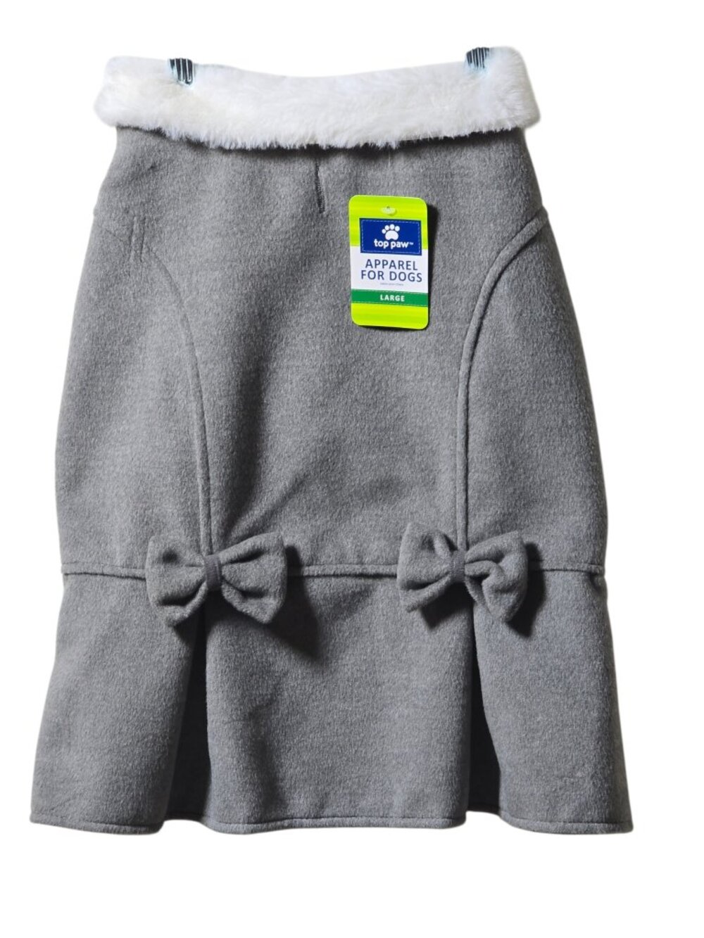 Top Paw Large Dog Dress Gray Fleece Faux Fur Winter Holiday Outfit NWT